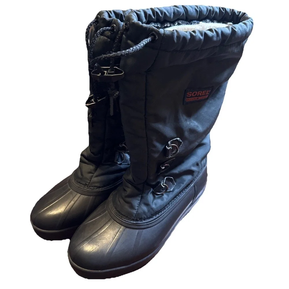 Vintage Sorel Kaufman Canada Snow Boots Womens 8‎ Black Pac Boots Felt Liner